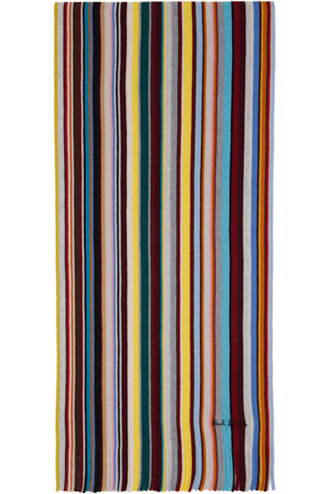

Многоцветный вязаный шарф из мериносовой шерсти с фирменной полоской Paul Smith