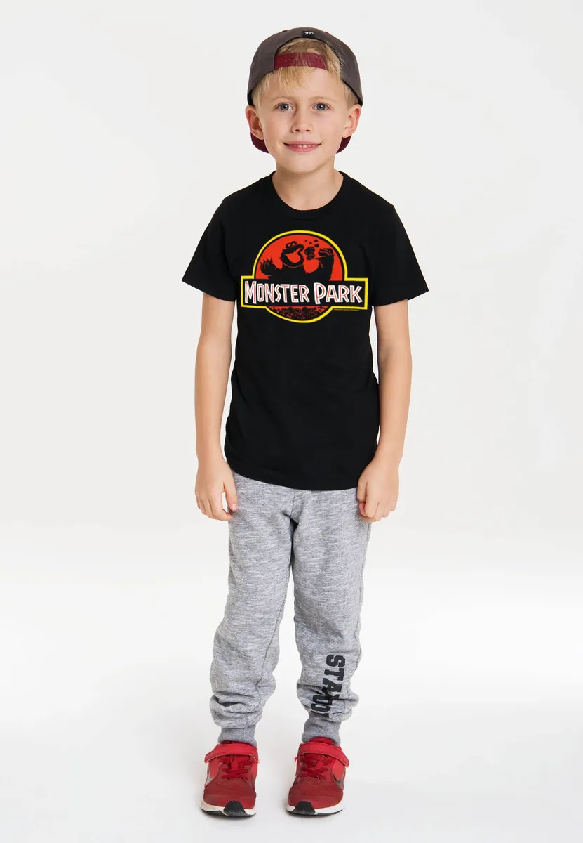 Logoshirt Футболка "Улица Сезам Cookie Monster Monster Park" с крутым принтом, черный — фото 2