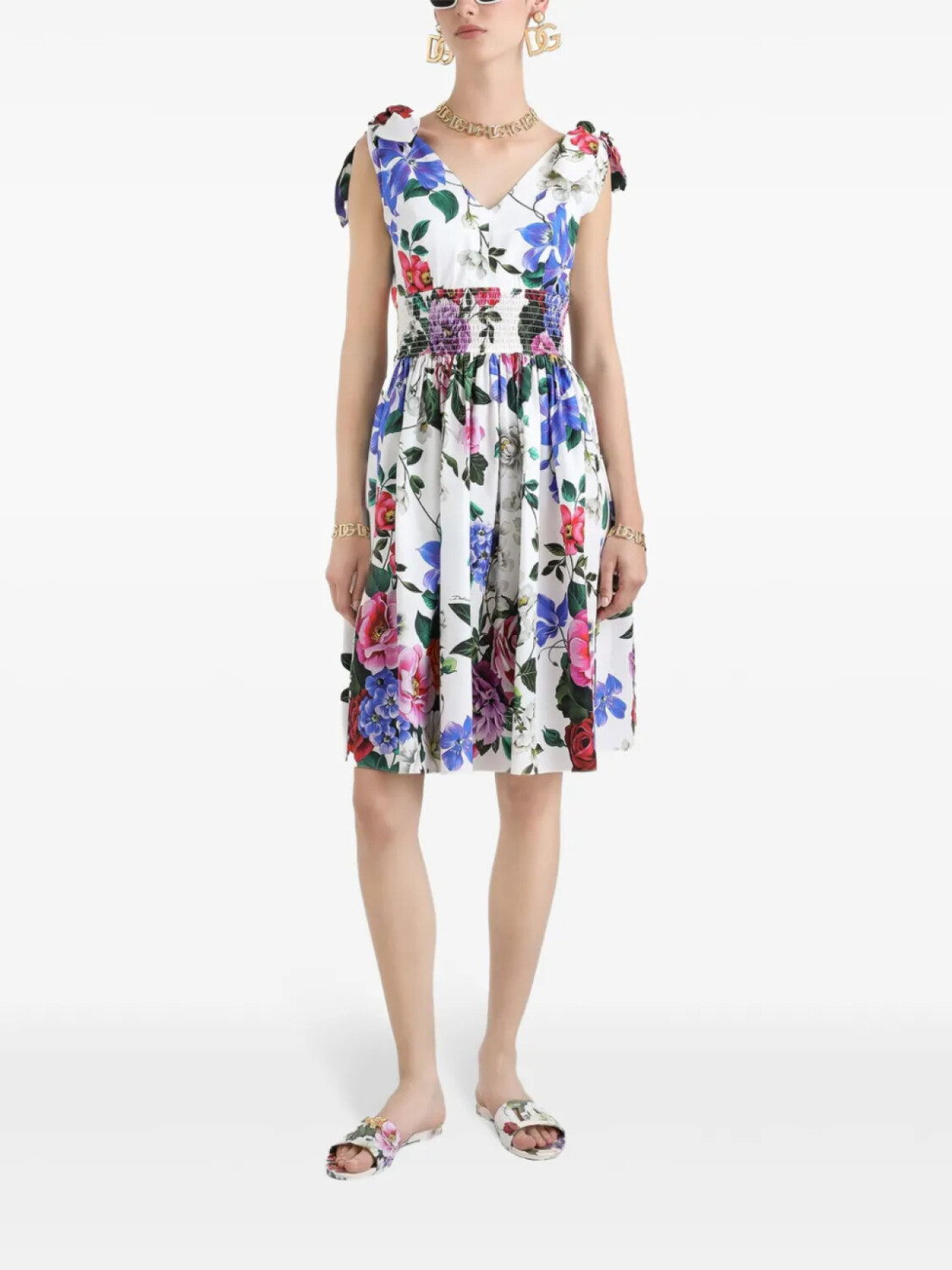 Платье Dolce & Gabbana Floral Print Mini Dress, белый/мльтиколор — фото 2