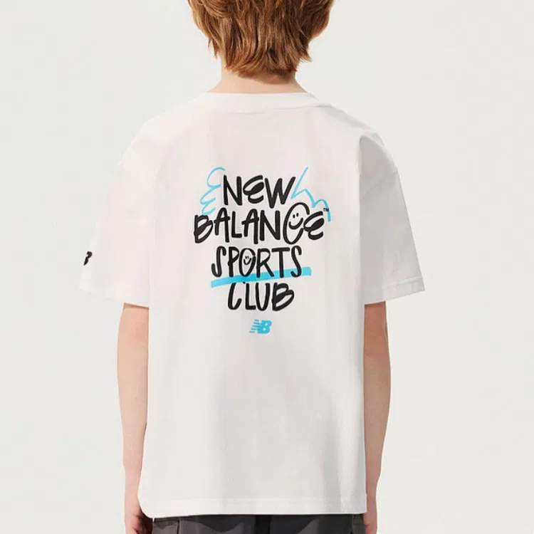 Детская футболка с круглым вырезом New Balance, White — фото 4