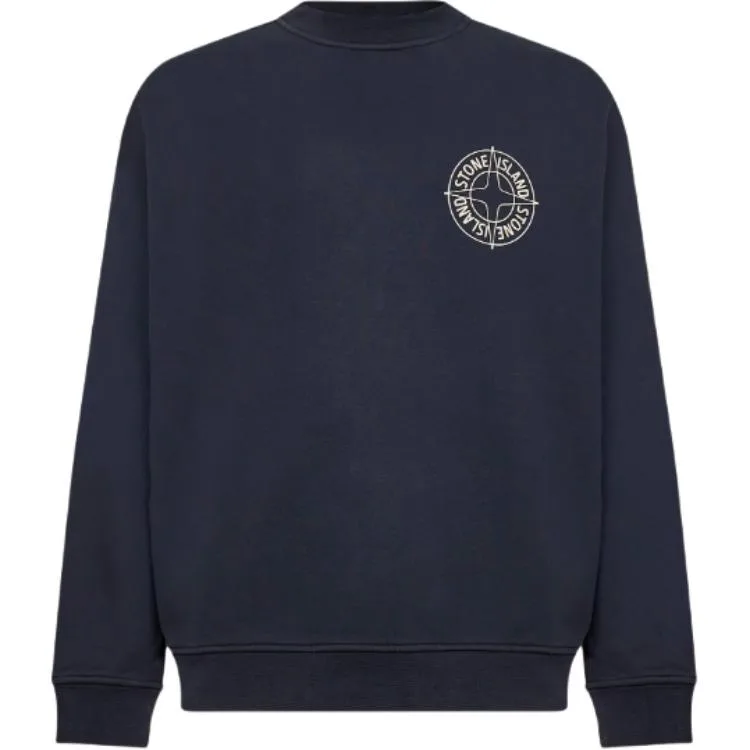 Толстовка с круглым вырезом и логотипом compass STONE ISLAND, синий