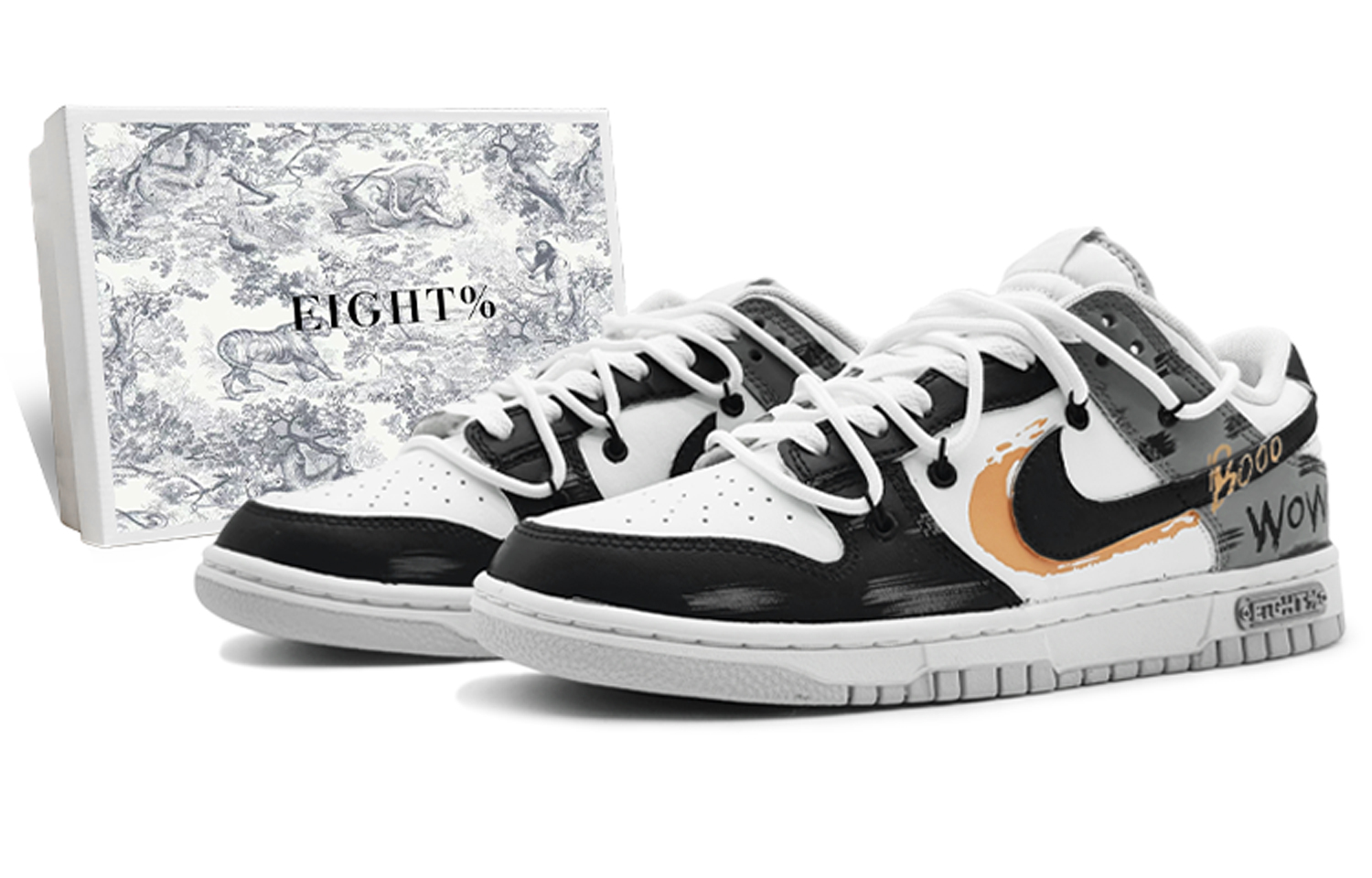 

Кроссовки Nike Dunk Skateboarding Shoes Men Low-top Black/grey/orange, темно-серый