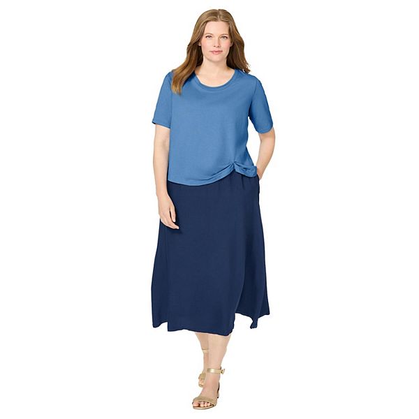

Платье-футболка two-fer Plus size Woman Within, Blue Coast Navy