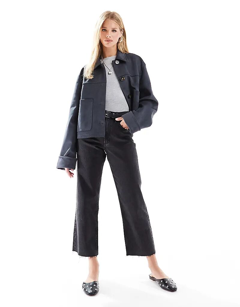 

Укороченные джинсы прямого кроя стретч черного цвета ASOS DESIGN