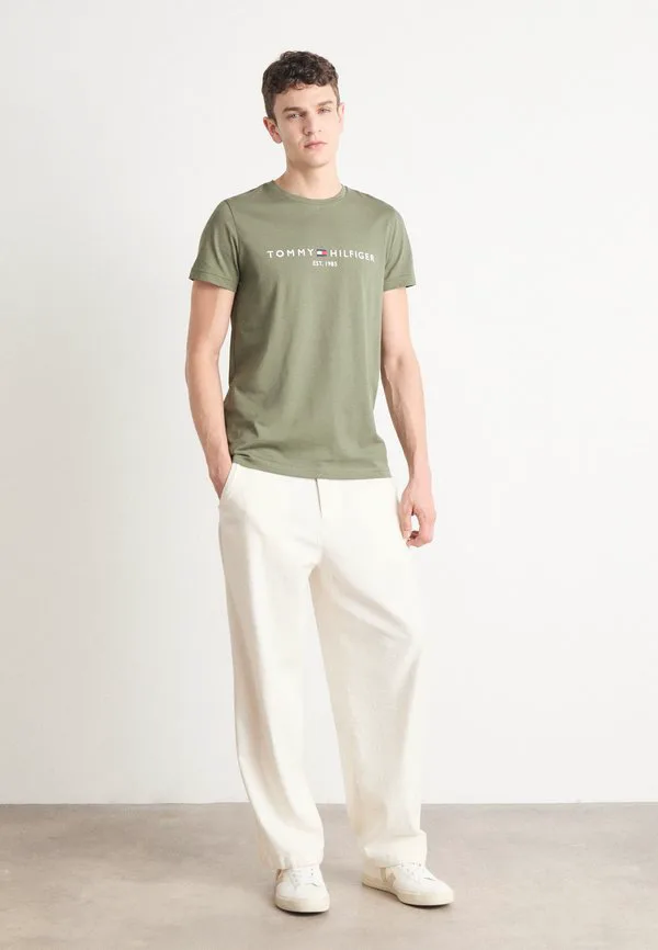 Футболка с вышитым логотипом, облегающая футболка с принтом. Tommy Hilfiger, Green — фото 2