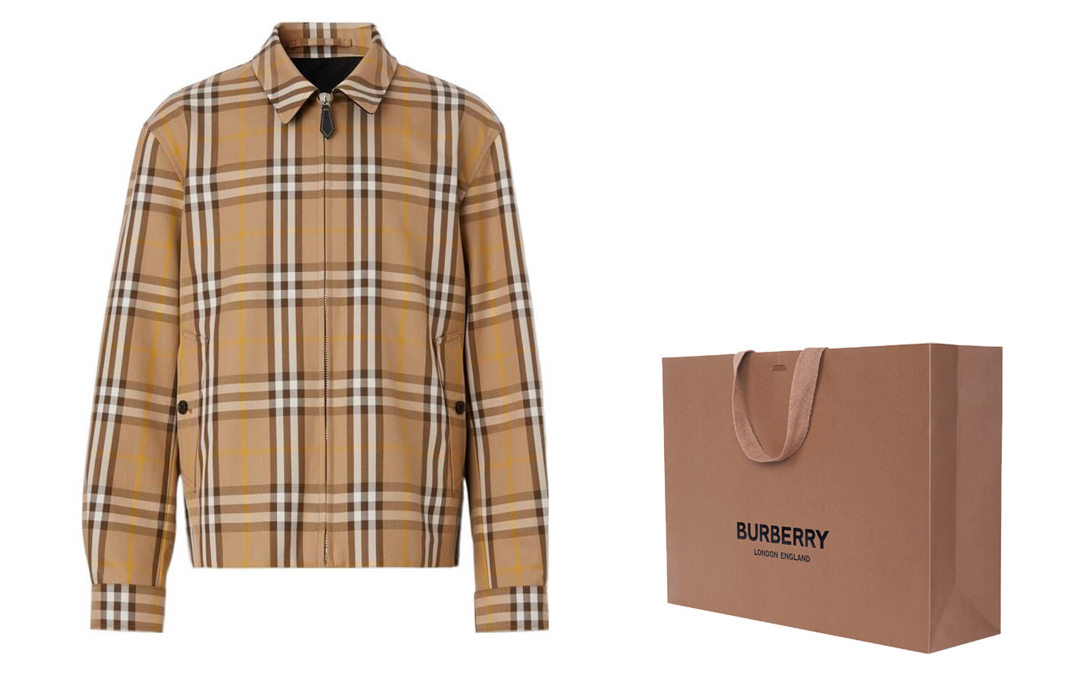 Куртка Burberry Харрингтон двусторонняя клетчатая хлопковая, коричневый — фото 2