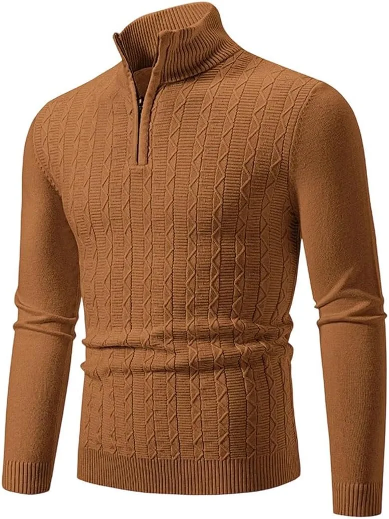 

Мужской зимний свитер с полумолнией Slim Fit и воротником-стойкой