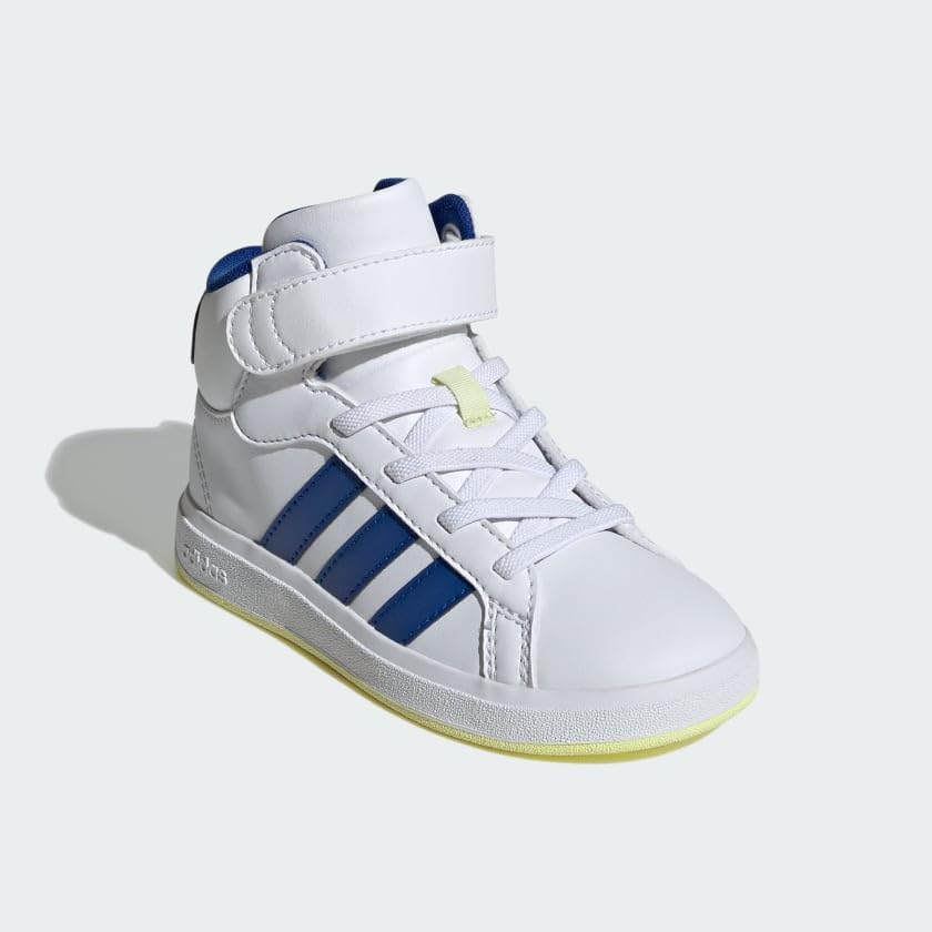 Детские кроссовки adidas Grand Court Mid Top унисекс, белый/синий/желтый — фото 4