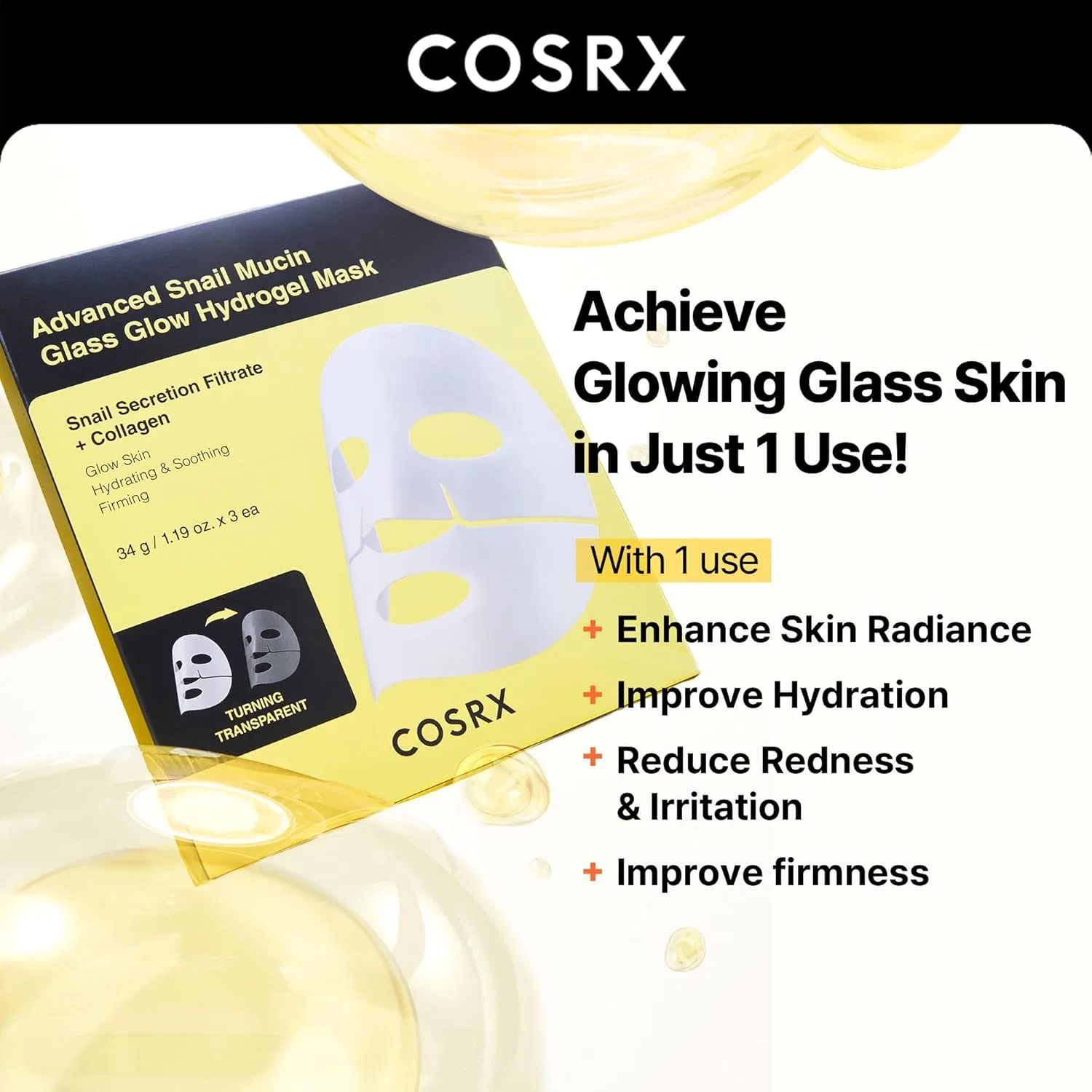Тоник Cosrx — Гидрогелевая «Advanced Snail Mucin Glass Glow» от , , Snail Mucin — фото 4