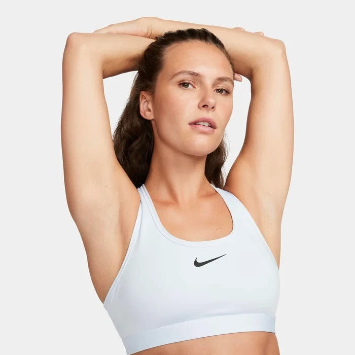 

Женский спортивный бюстгальтер Nike Swoosh, синий оттенок, эластичный, с подкладкой, спинка-борцовка, FTS556 Nike, синий