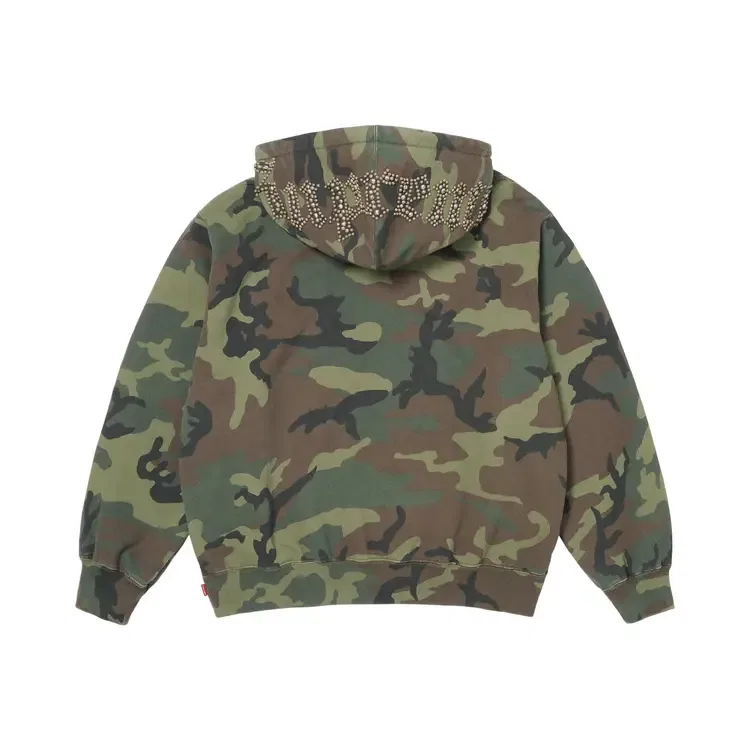 Толстовка Supreme Overdyed Studded Hooded Sweatshirt, зеленый — фото 2