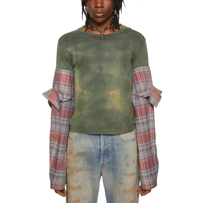 

Acne Studios Футболка в клетку с круглым вырезом и длинными рукавами, женская, бирюзового цвета