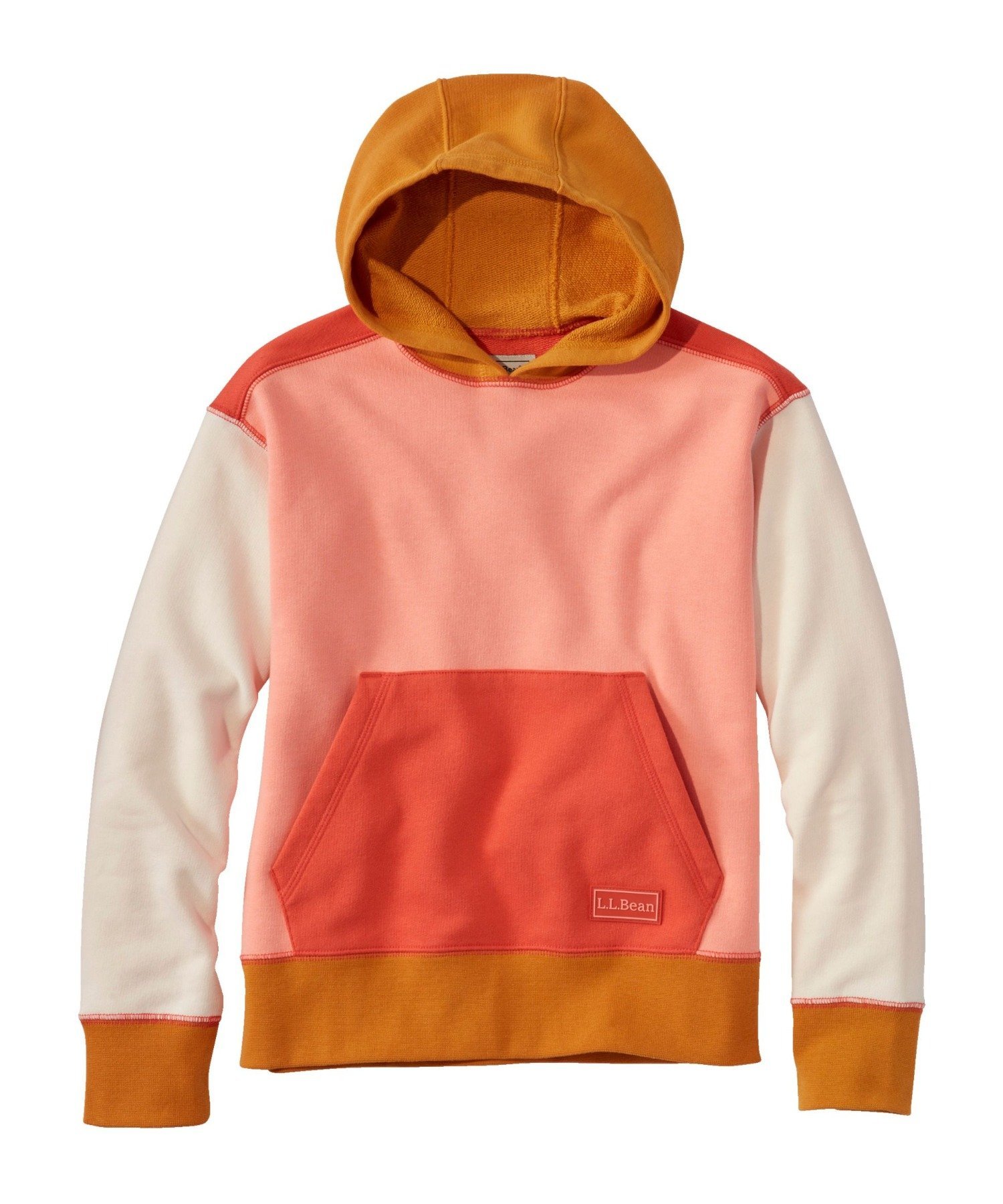 Детская спортивная толстовка с капюшоном, с цветовыми блоками L.L.Bean, PnkGrpfrtCB