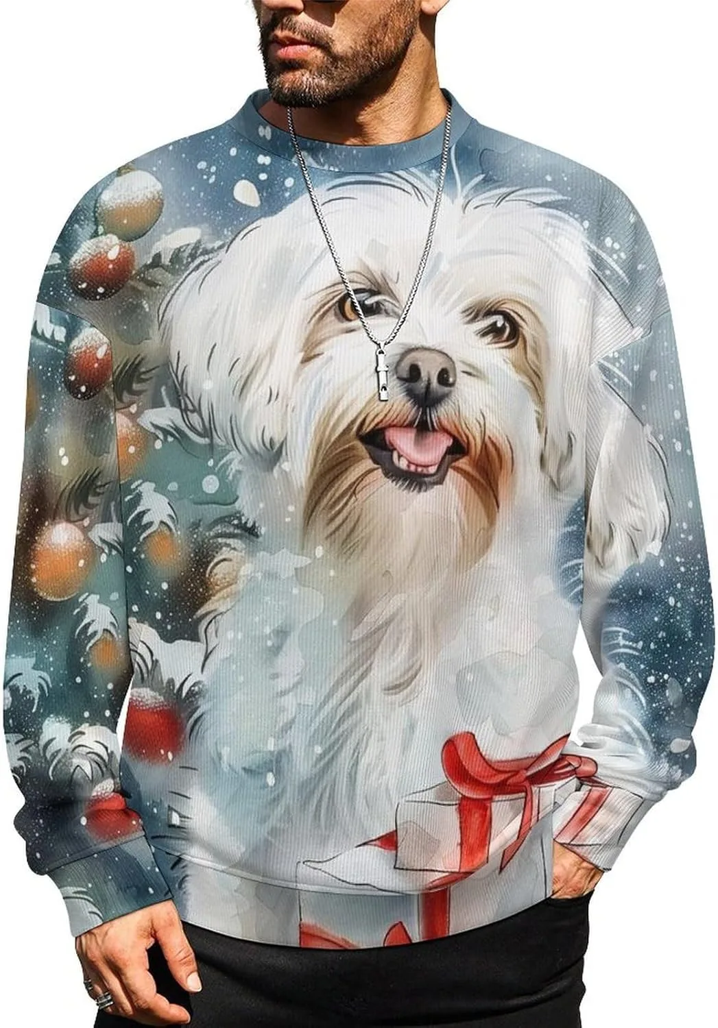 

MoBlinko смешной рождественский свитер для собак, мужской лонгслив