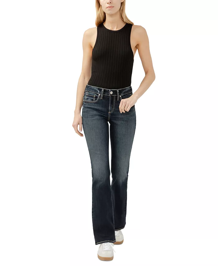

Женские джинсы Suki Curvy Fit Bootcut со средней посадкой Silver Jeans Co., синий