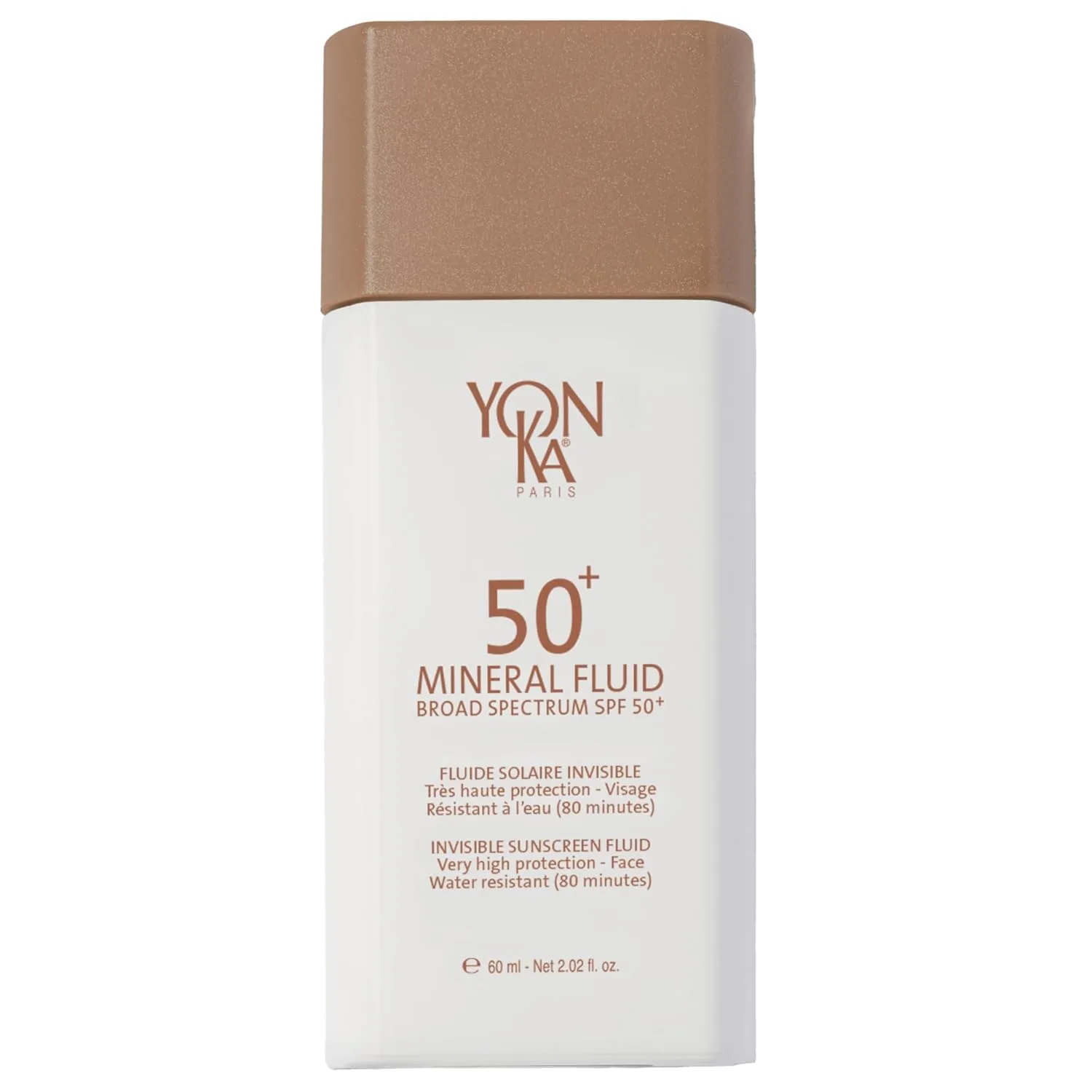 Yonka Paris SPF 50 минеральный флюид, невесомый солнцезащитный крем без белых разводов, 100% нонано оксид цинка и ниацинамид, без отдушек, водостойкий, для ежедневной защиты лица 59 мл