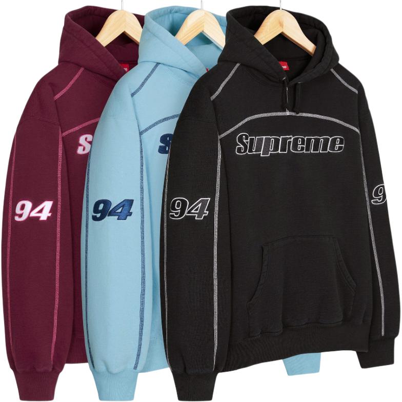 Толстовка с капюшоном и оверлоком, осень-зима 2025, унисекс Supreme, бордовый красный/бордовый — фото 3
