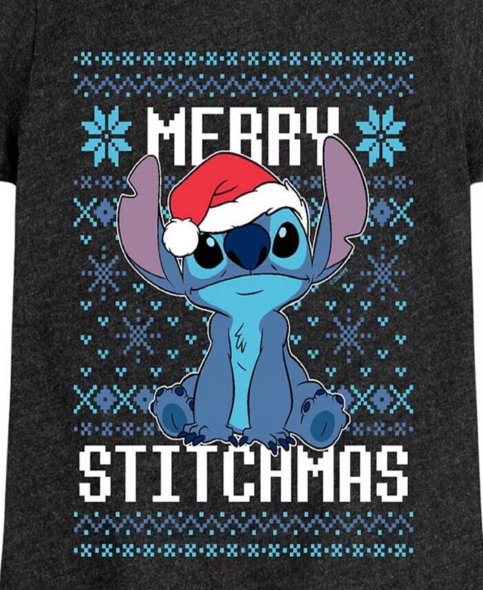 Футболка с коротким рукавом с принтом Big Girls Stitchmas Disney, черный — фото 3