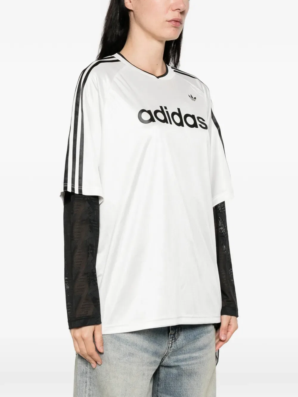 Футболка с логотипом и надписью Adidas, белый — фото 3