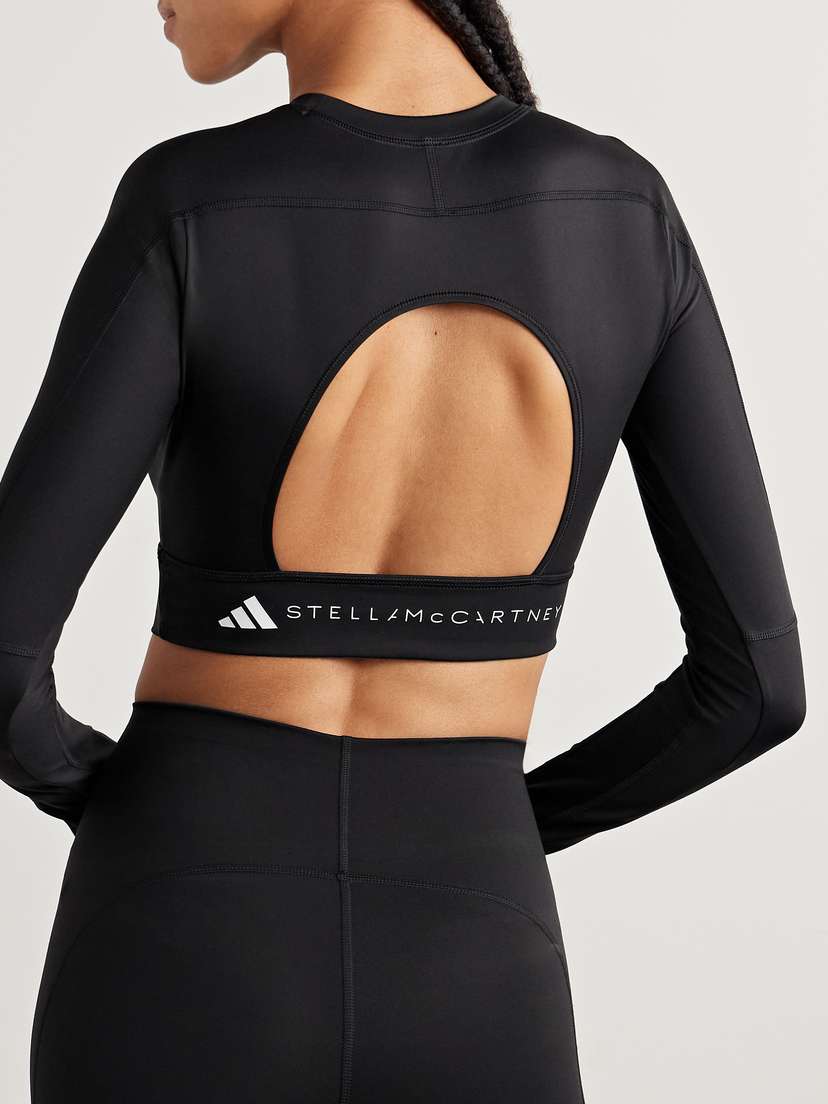 Укороченный топ Truestrength с вырезом и принтом Adidas By Stella Mccartney, черный — фото 2
