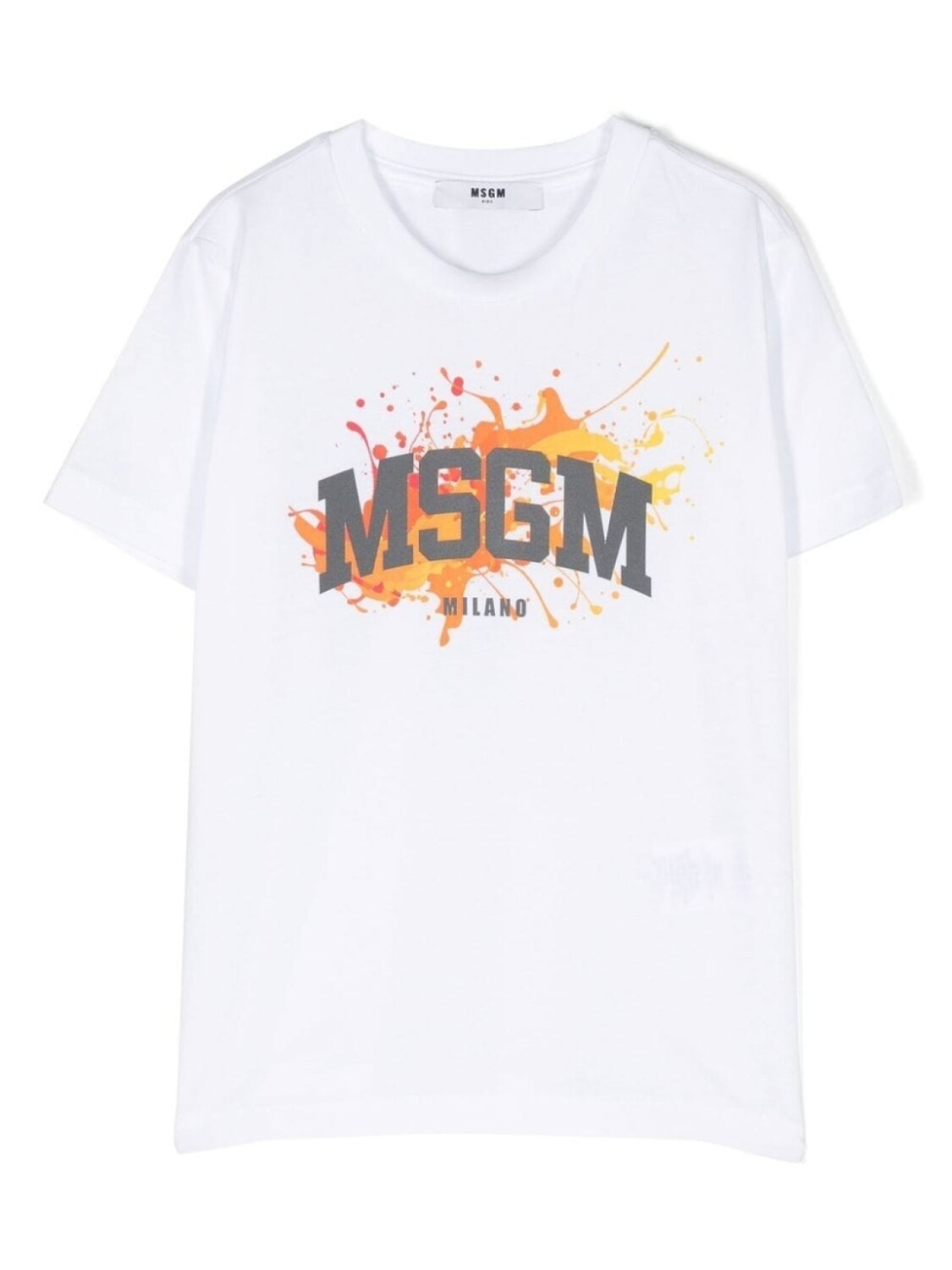 

MSGM Kids футболка с эффектом разбрызганной краски и логотипом, белый