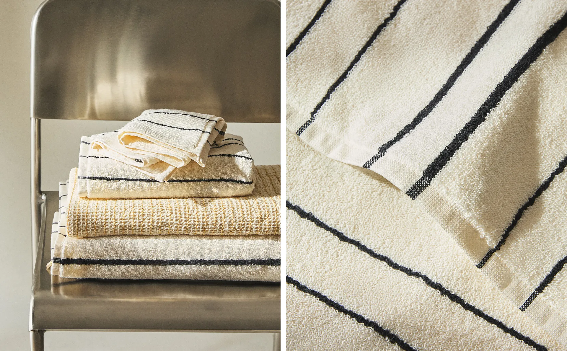 

Полотенце с неровными полосками Zara Home, экрю/черный