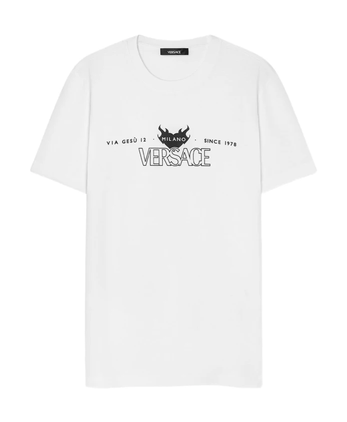 

Белая хлопковая футболка классического кроя. Versace, белый
