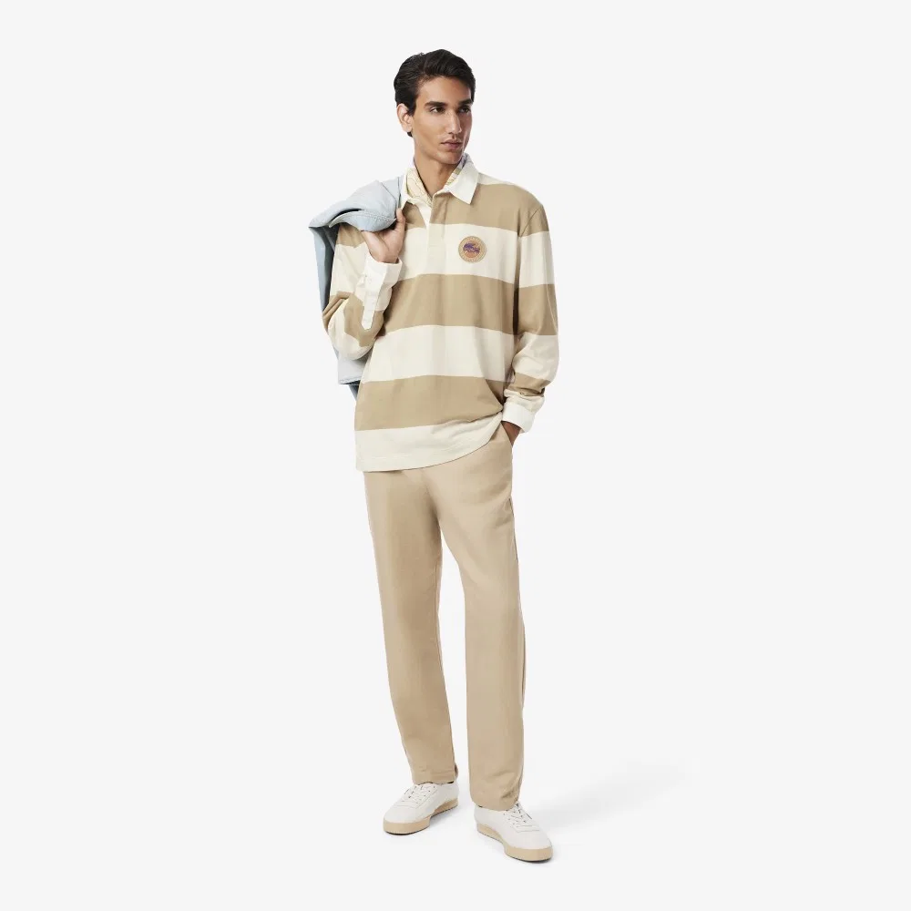 Мужское поло для регби с длинным рукавом белое от Lacoste — фото 4