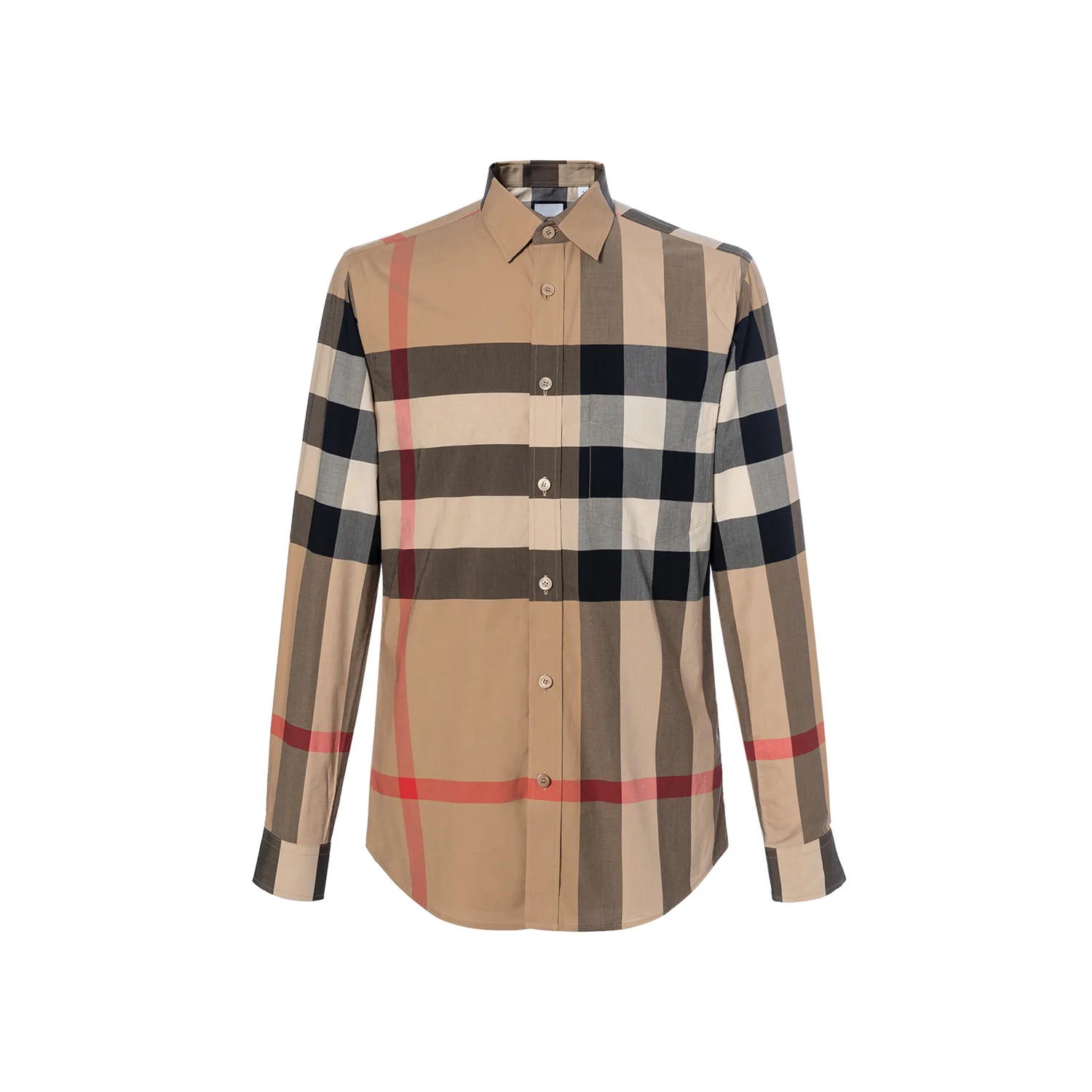 Рубашка Burberry хлопковая поплиновая с эффектом стретч, верблюжий — фото 3