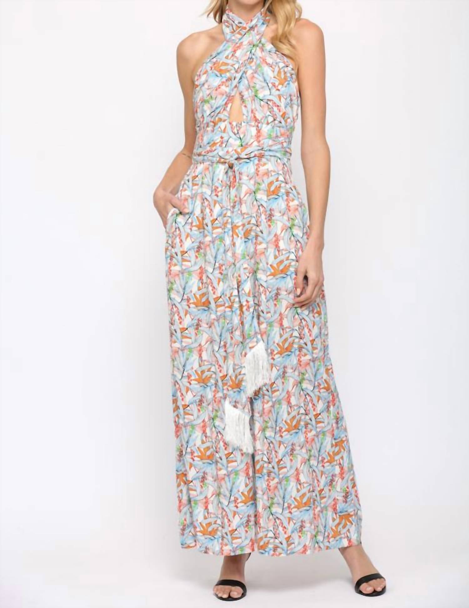 

Комбинезон Twist Halter Neck в синем цвете Multi FATE