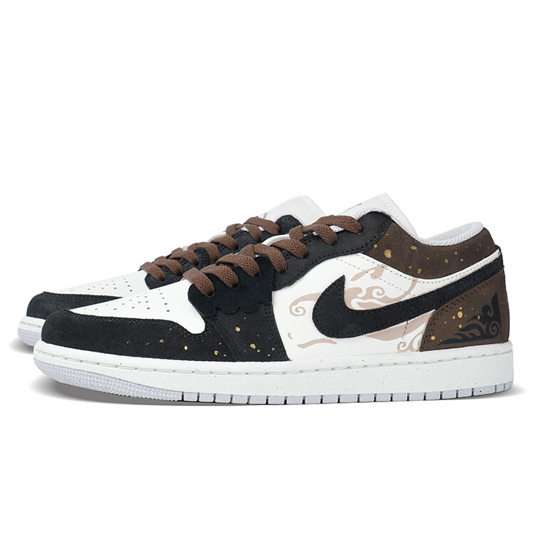 Кроссовки Air Jordan 1 Skateboarding Shoes Unisex Low-top Black/Brown, черный/коричневый — фото 4