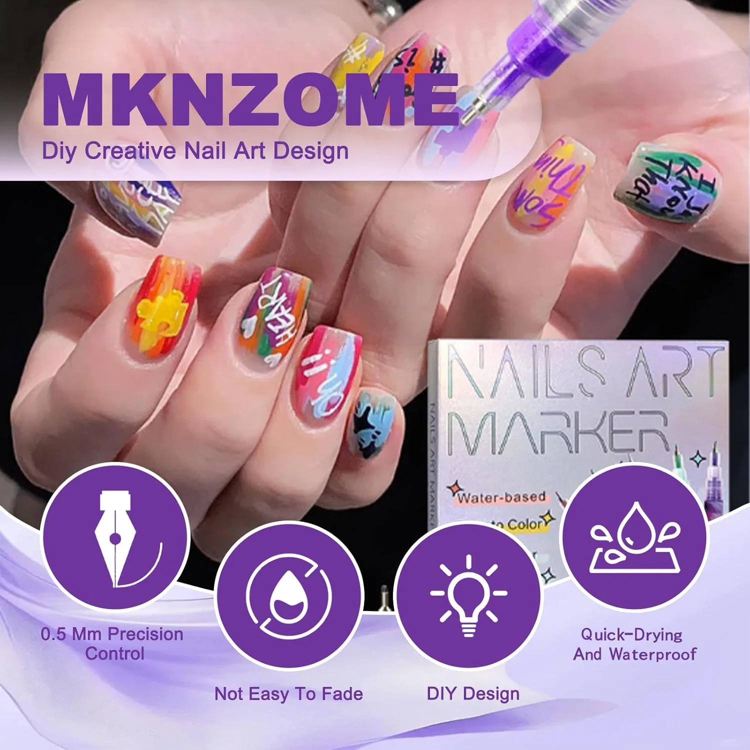 Набор из 12 ручек для дизайна ногтей MKNZOME Mknzome, 12 Colours - 0.5 Mm - 013 — фото 4