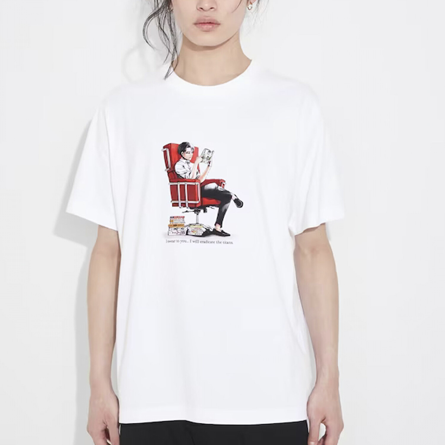 X Атака титанов футболка мужская белая Uniqlo, белый — фото 3
