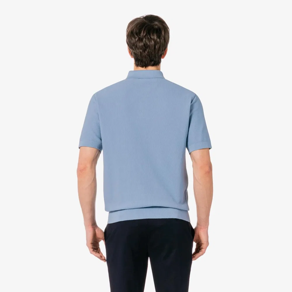 Мужская футболка-поло пике с коротким рукавом серо-голубая от Lacoste — фото 4