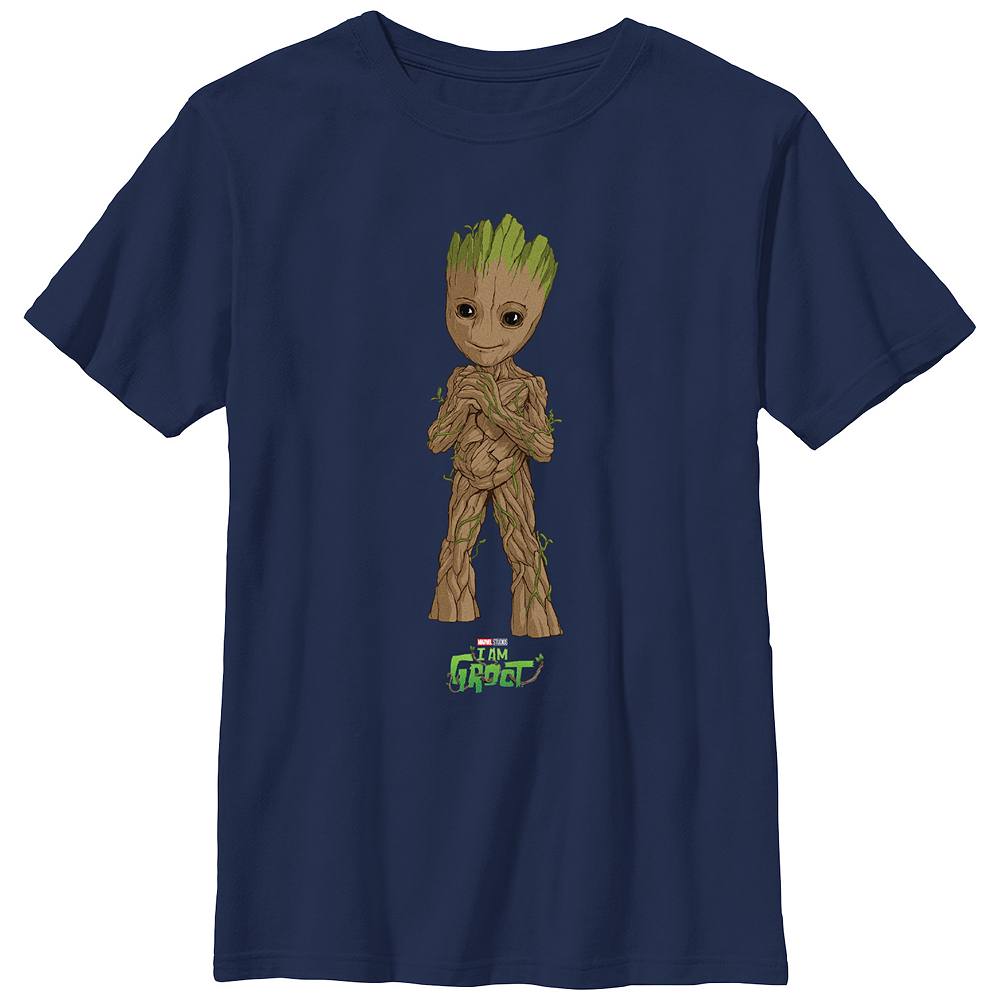 

Милая футболка с рисунком Groot для мальчиков I Am Groot Licensed Character, темно-синий