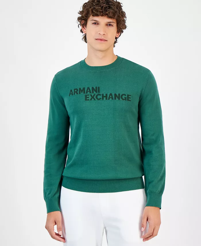 

Мужской лонгслив с круглым вырезом и логотипом A|X Armani Exchange, зеленый