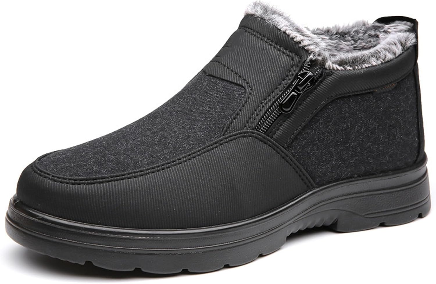 

Мужские теплые зимние ботинки с водонепроницаемой подошвой, противоскользящие, с флисовой подкладкой, ортопедические, на меху, низкие зимние кроссовки для мужчин Generic, черный