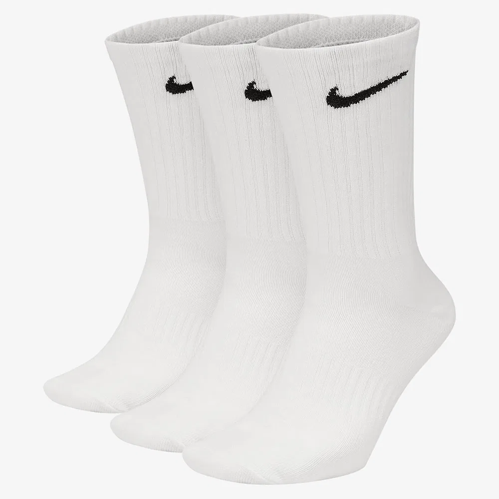 Женские лёгкие тренировочные носки Everyday Crew (3 пары) белого и чёрного цвета от Nike