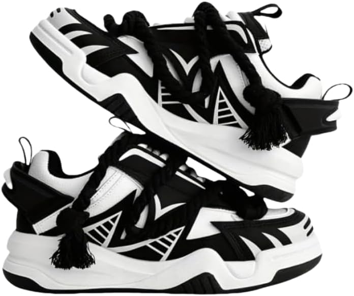 

Модные кроссовки для мужчин, удобные повседневные шнурованные туфли с противоскользящей подошвой для всех сезонов, прогулок по городу, путешествий и активного отдыха на улице Hhhchpm, белый/черный