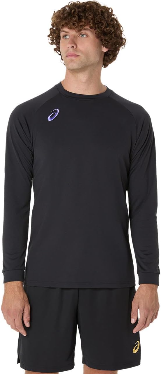 

Тренировочная волейбольная футболка ASICS с длинными рукавами (большой логотип на спине), черный/фиолетовый