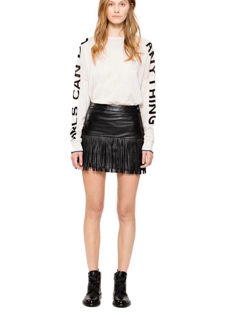 

Шикарная юбка из искусственной кожи с бахромой Zadig & Voltaire, черный