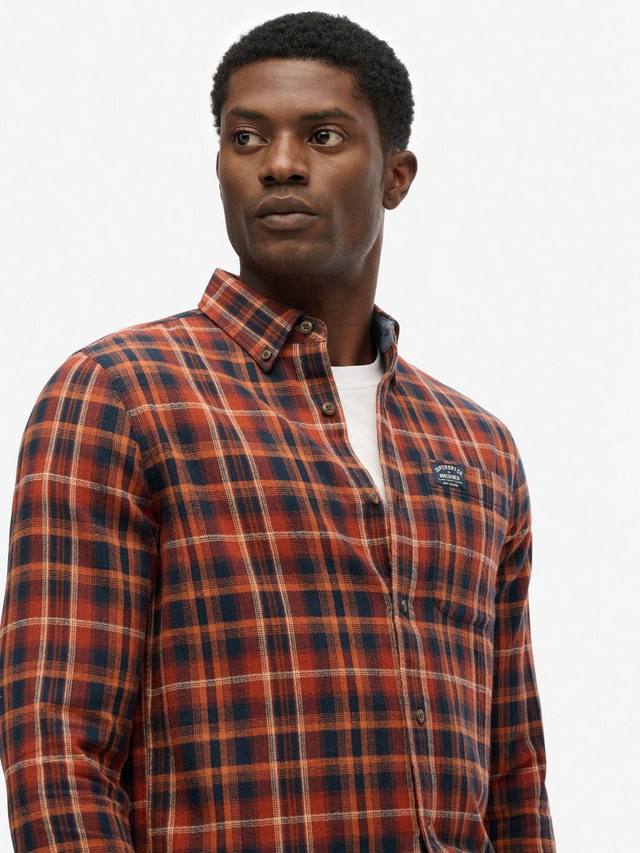 Длинная клетчатая рубашка в стиле лесоруба из хлопка Superdry, Logger Check Orange — фото 4