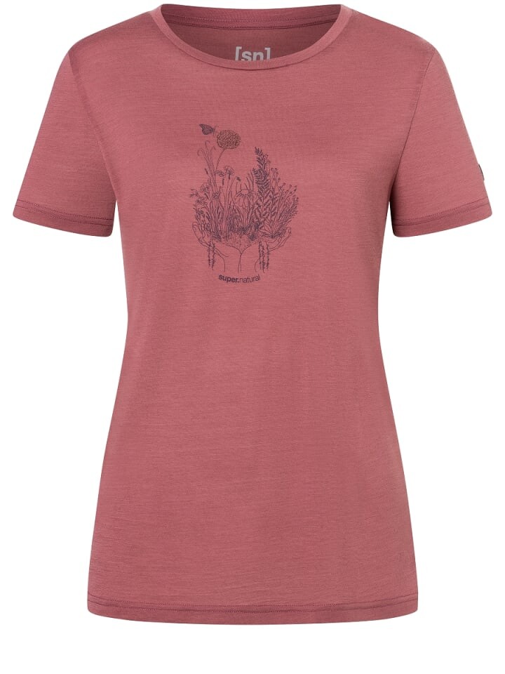 

Функциональная рубашка super.natural Merino T-Shirt FLOWERHANDS, розовый