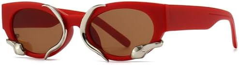 

Солнцезащитные очки «кошачий глаз» 2026 года для женщин, модные солнцезащитные очки в маленькой оправе, в стиле хип-хоп, ретро, ​​с зеркальными линзами MTZJH, Red Brown