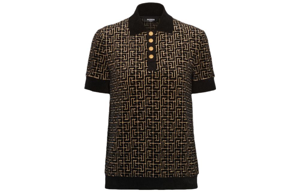 

Футболка поло женская черная BALMAIN