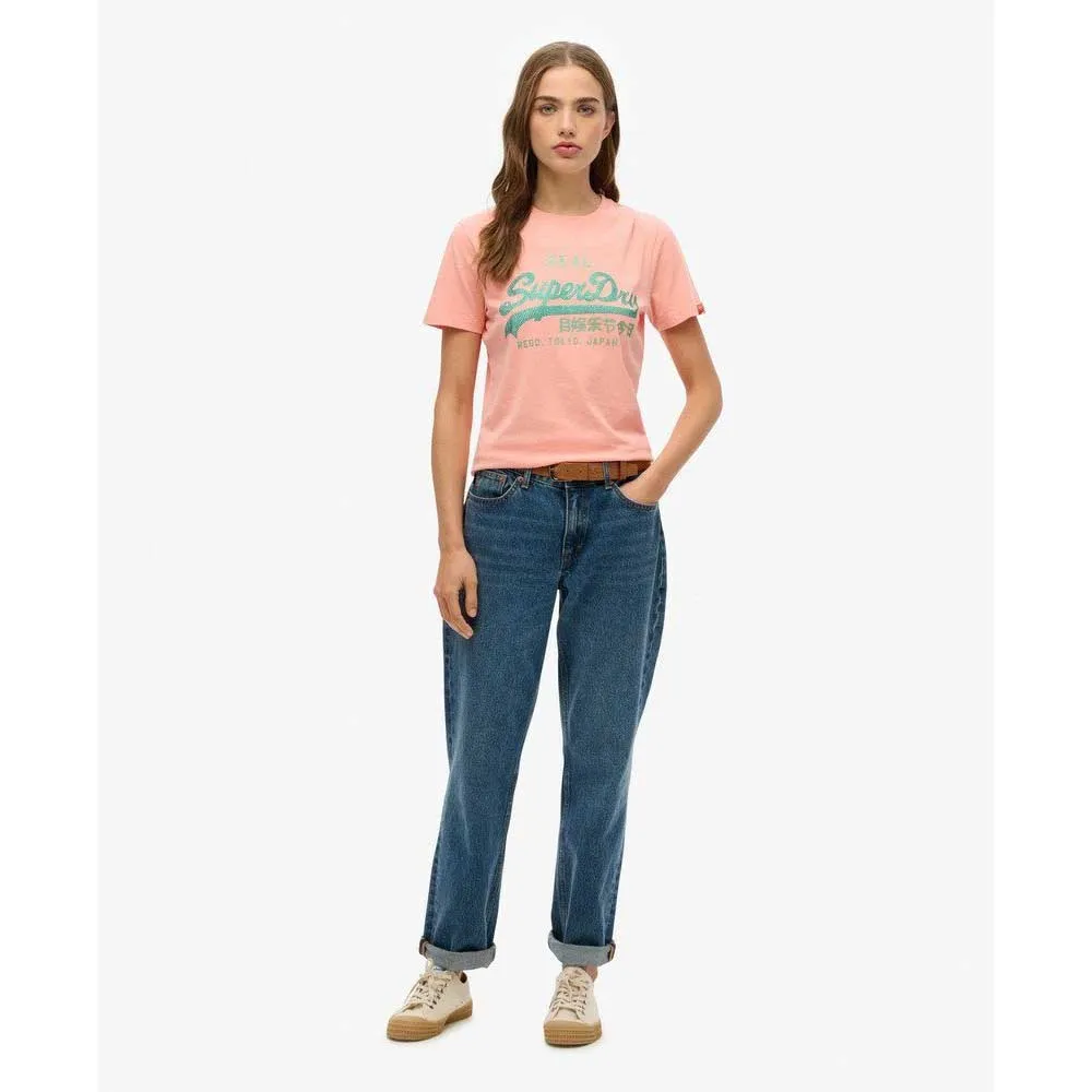 Футболка с коротким рукавом Superdry Vl Rhinestone Slim, оранжевый — фото 4