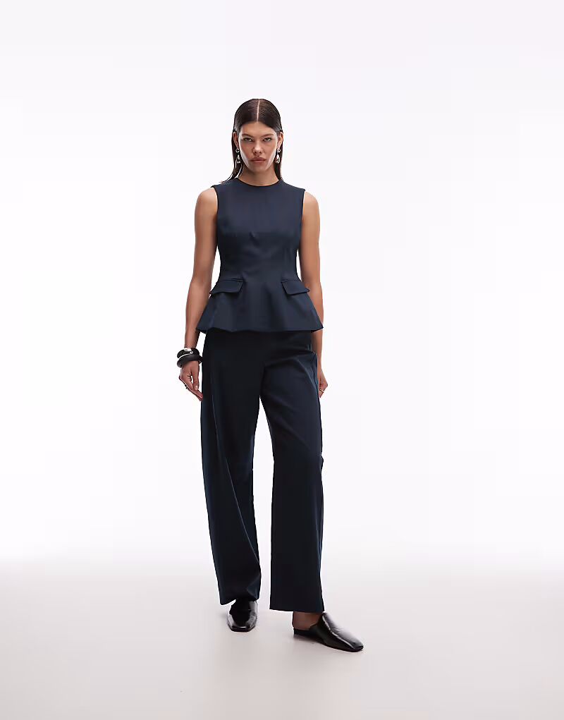 

Классические брюки-бочонки темно-синего цвета Asos Design