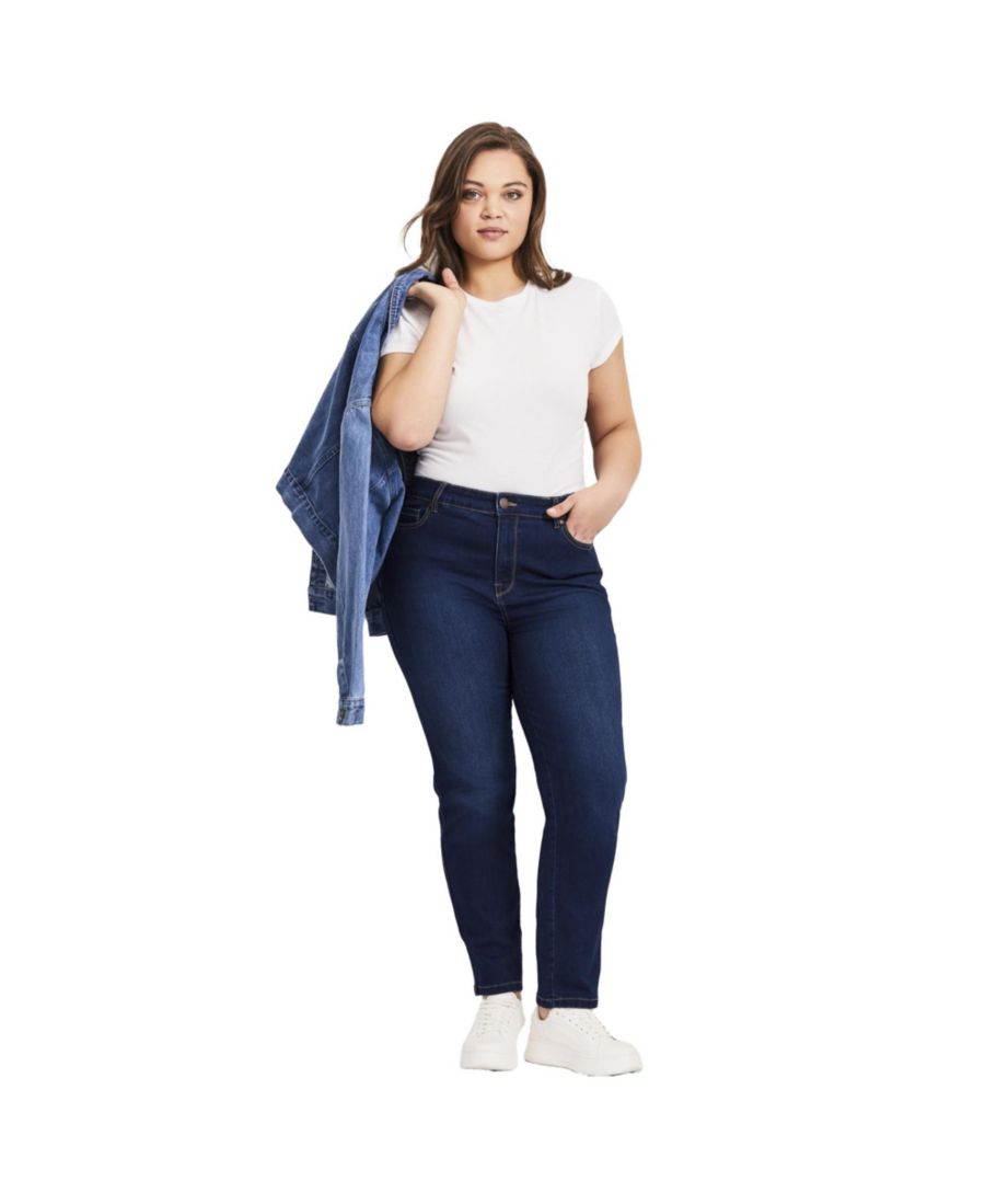 

Женские высокие джинсы из масляного денима AVENUE, Dark wash