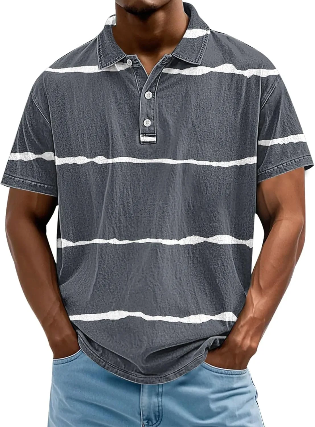 

Мужская классическая поло в полоску с цветными блоками YSERB