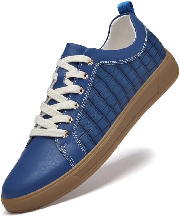 

Мужские кожаные кроссовки LHYXU Шнуровка геометрического дизайна Плоская повседневная обувь, синий